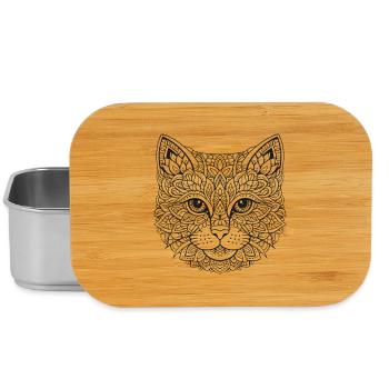 Mandala Katze Gesicht - Lunch Box - Silber - Vorne