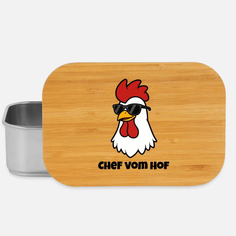 Chef from the farm – Cool rooster with sunglasses - Lunch Box - silver