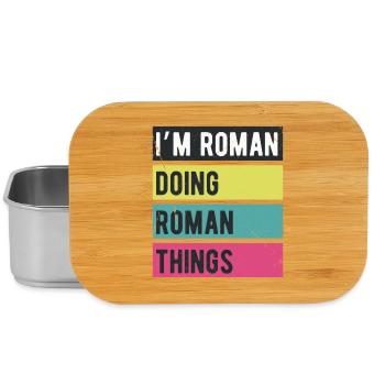 Je suis Roman qui fait des choses romaines avec des couleurs rétro - Boîte à goûter - argent - Devant