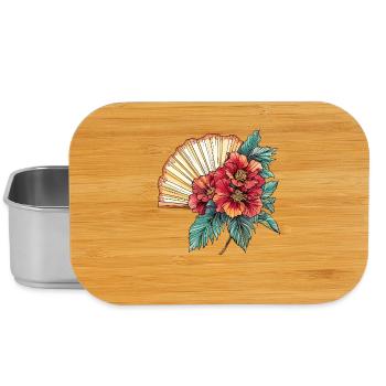 Hibiskus-Fächer im Oriental-Stil - Lunch Box - Silber - Vorne