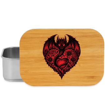 Cute Heart Romantic Dragon Lover Roses Love - Lunch Box - silver - Front
