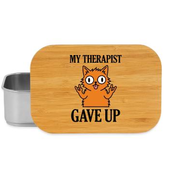My Therapist Gave Up Funny Cat Meme - Lunch Box - silver - Front