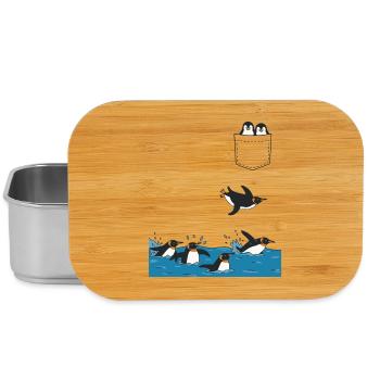 Penguin Jump Into The Water Pocket Design - Lunch Box - silver - Front