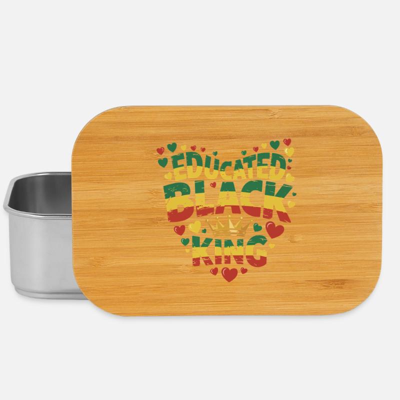 Educated Black King | Afro Pride Quote | Black  - Lunch Box - silver