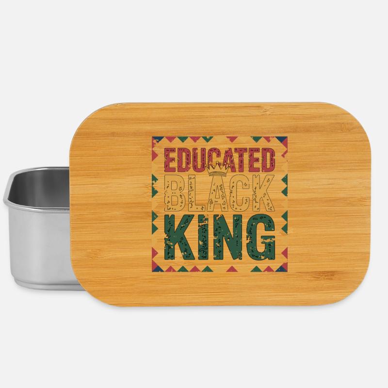 Educated Black King | Afro Pride Quote | Black  - Lunch Box - silver