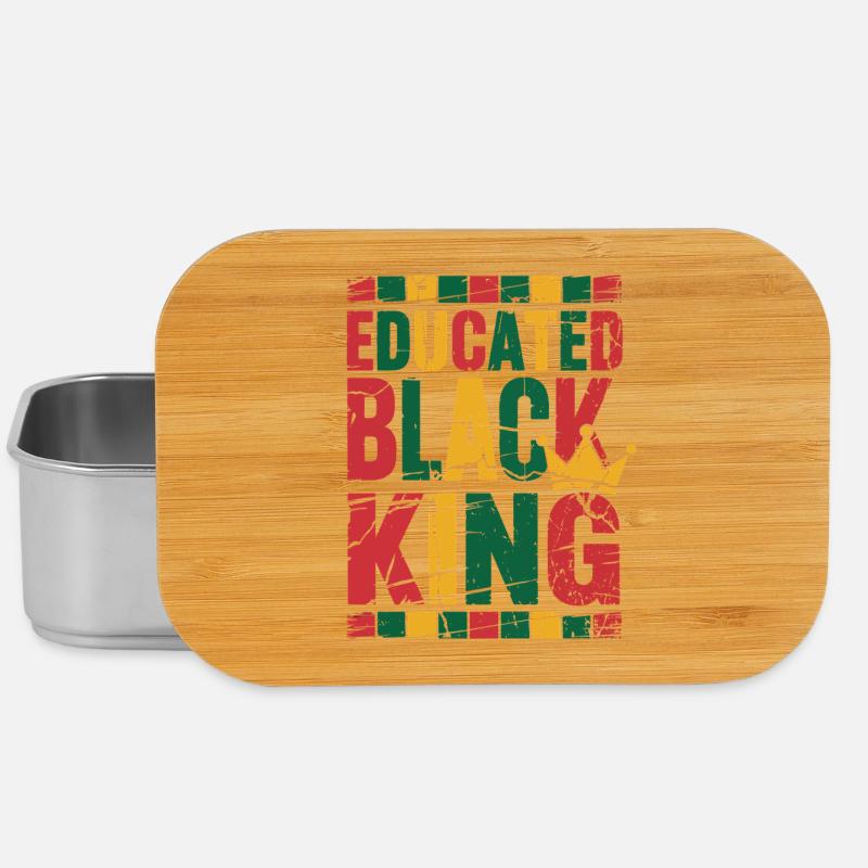 Educated Black King | Afro Pride Quote | Black  - Lunch Box - silver