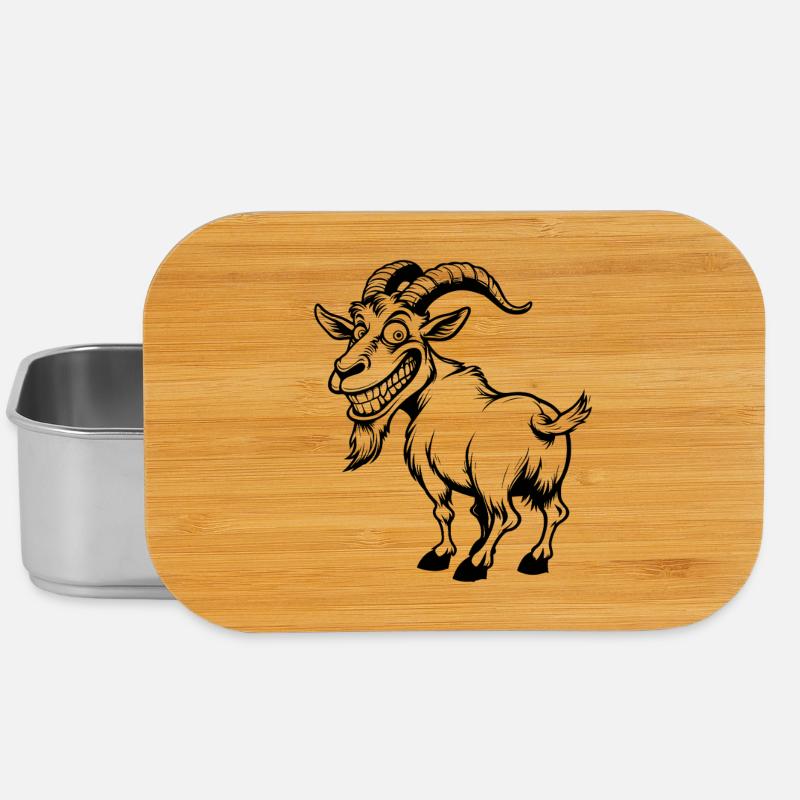 Goat mischievous black sketch - Lunch Box - silver