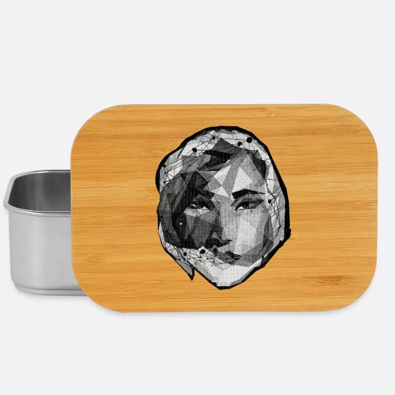 LOWPOLY WOMAN #1 - black & white - Lunch Box - silver
