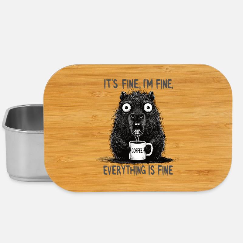 Its Fine Im Fine Kaffee Capybara Humor - Lunch Box - Silber