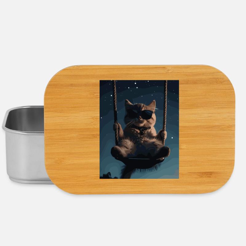 Le chat se balance la nuit - Boîte à goûter - argent
