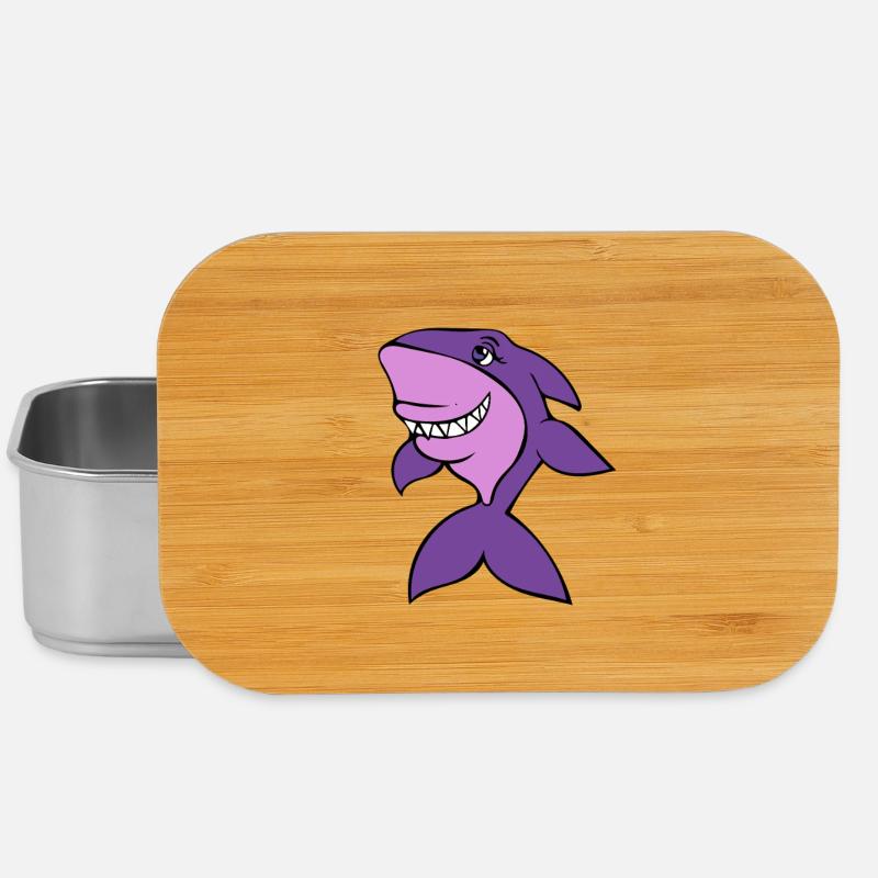 Sourire de dessin animé du requin violet - Boîte à goûter - argent
