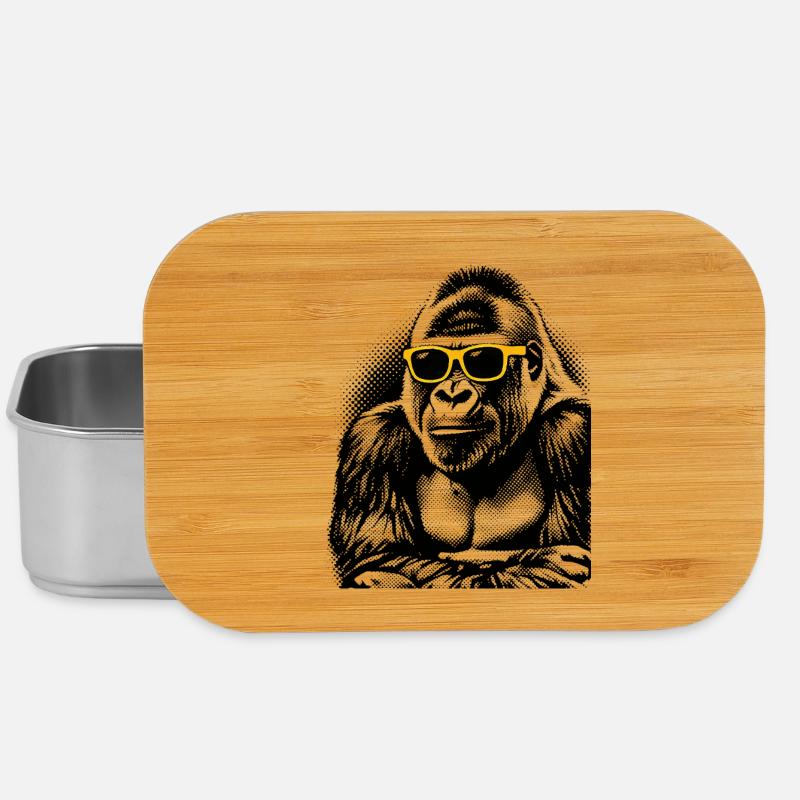Gorilla Halftone – Neon Gelbe Sonnenbrille - Lunch Box - Silber