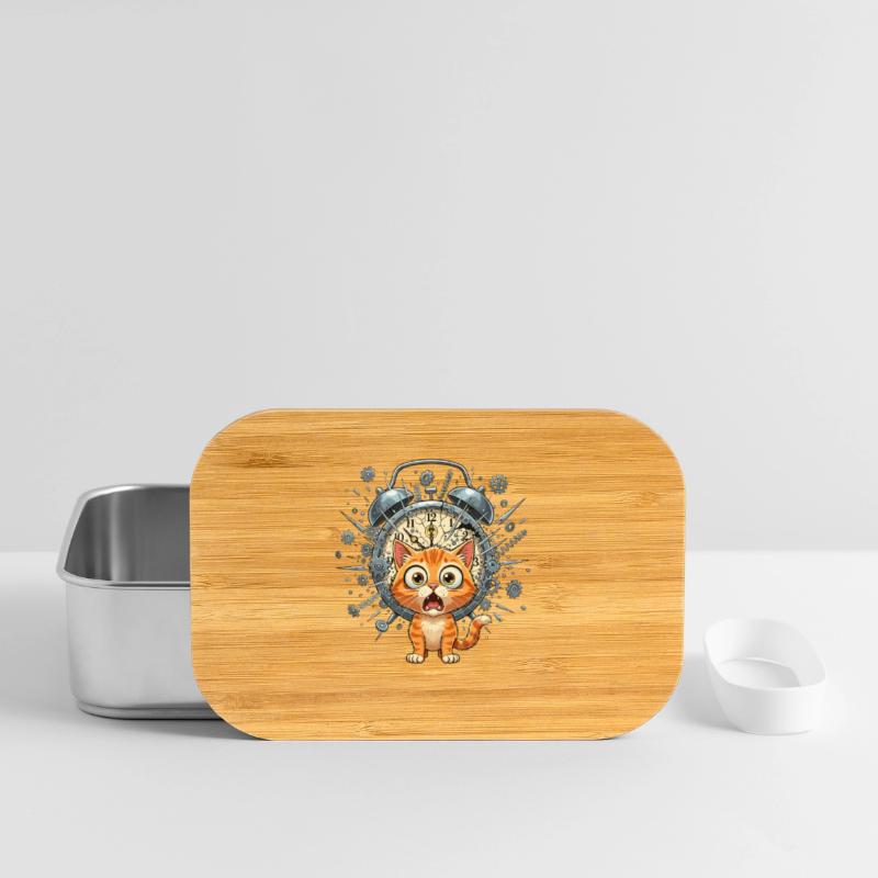 Chat steampunk devant Clockwork Boîte à goûter