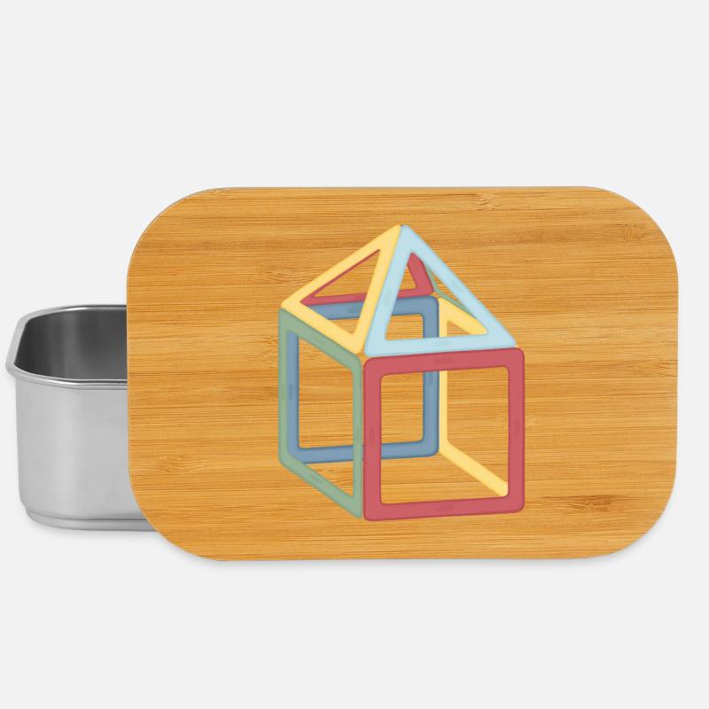 Colorful Cube Block Composition - Lunch Box - silver