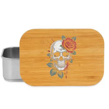 Rose on the skull: gloomy vintage tattoo style - Lunch Box - silver - Front