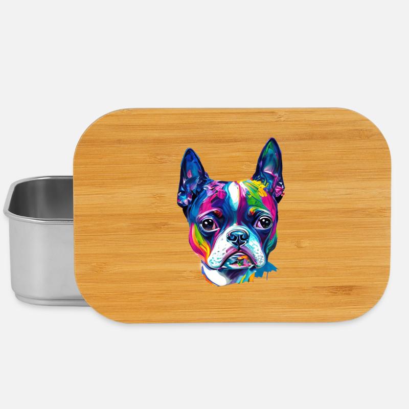 Farbenfrohes Boston-Terrier-Ölfarbe-Hundeporträt - Lunch Box - Silber
