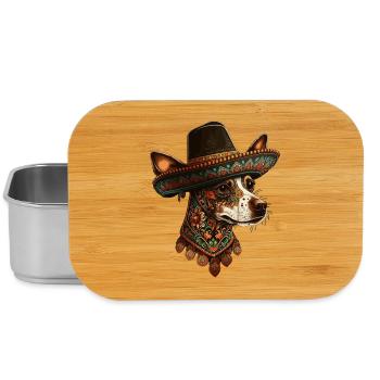 Dog Mexican Sugar Skull Sombrero Cinco De Mayo - Lunch Box - silver - Front