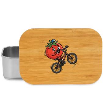 Dessin animé drôle de cyclisme à vélo à la tomate - Boîte à goûter - argent - Devant