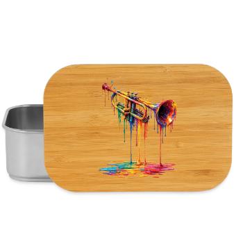 Trumpet with dripping paint - Lunch Box - silver - Front