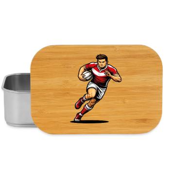 Joueur de rugby en course ballon en main - Boîte à goûter - argent - Devant