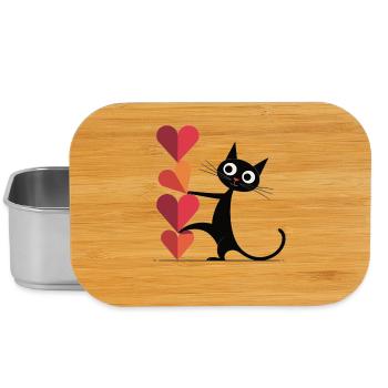 Cat T-Shirt with Hearts - Gift for Cat Fans - Lunch Box - silver - Front