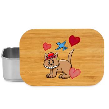 Heart Cat Cats Bird Kids - Lunch Box - silver - Front