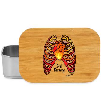 Fire Heart in with Ribs Tattoo Style - Lunch Box - silver - Front