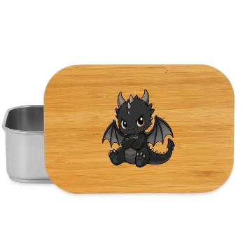 Little Black Dragon with Wings - Lunch Box - silver - Front