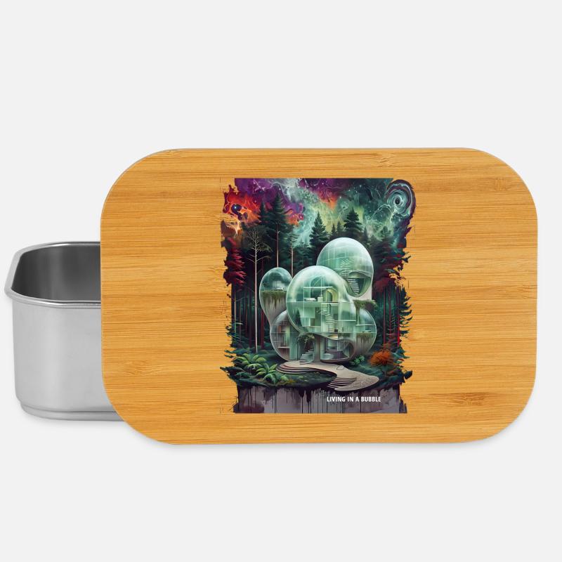 LIVING IN A BUBBLE - Surreal Cosmic Architecture - Lunch Box - silver