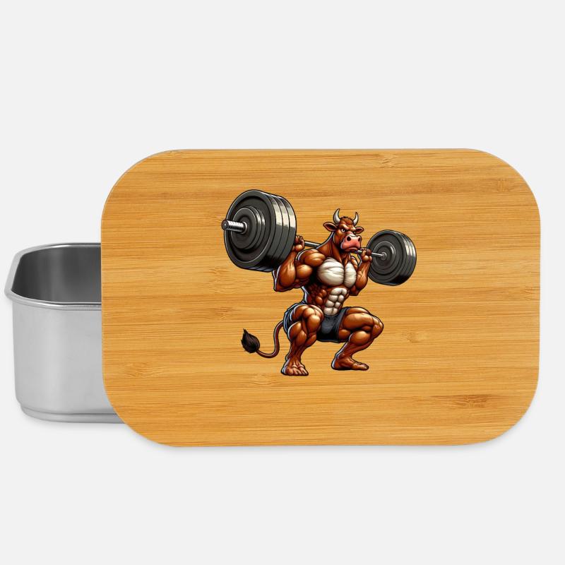 Kraftvolle Kuh Bulle Bison Fitnesstraining - Lunch Box - Silber