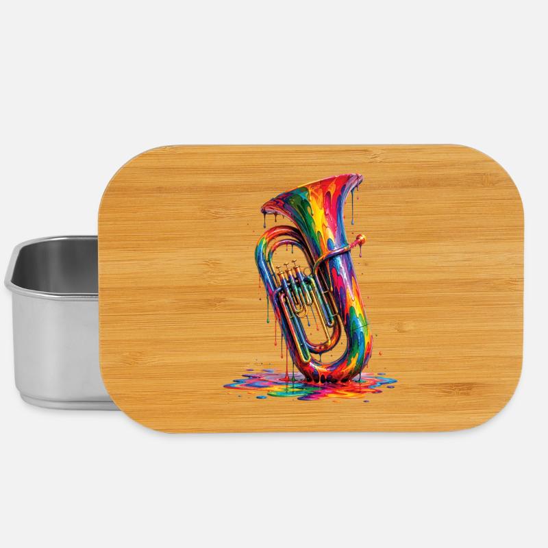 Tuba mit tropfender Farbe - Lunch Box - Silber