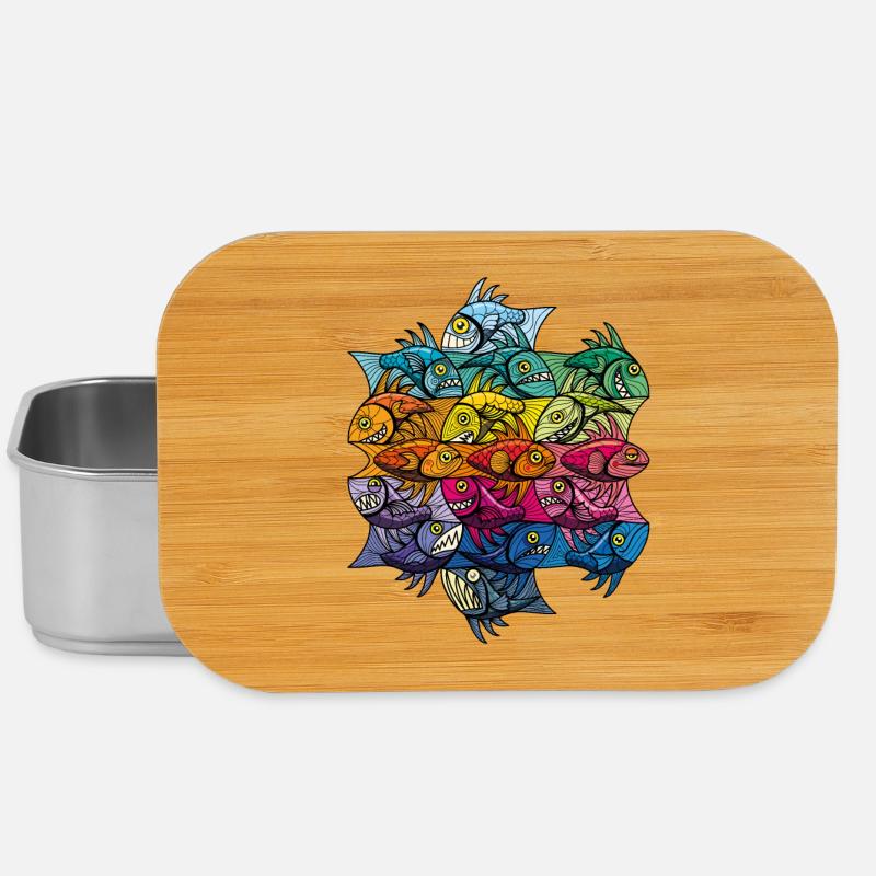 Escherfish style Pattern V - Lunch Box - silver