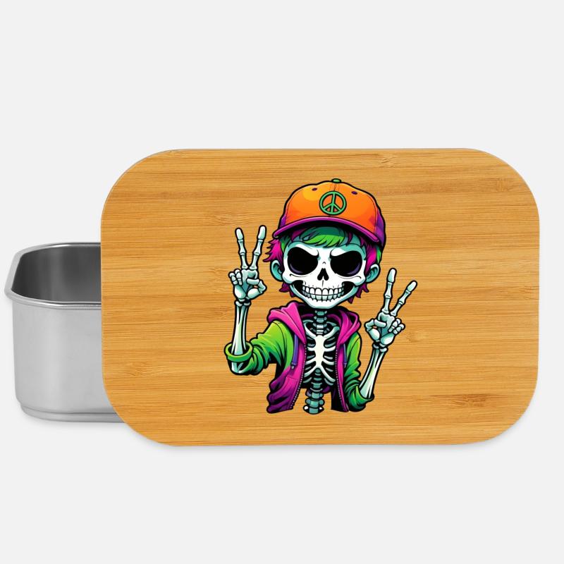 Cute Cartoon Skeleton Boy - Lunch Box - silver