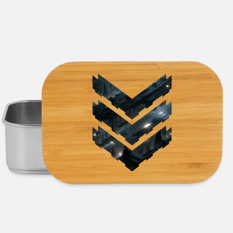 Futuristic Sci-Fi Space Station Layers – Dark City - Lunch Box - silver