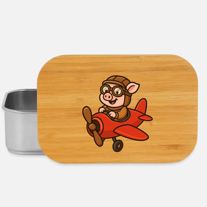 Pilote de cochon expressif dans un style rétro - Boîte à goûter - argent
