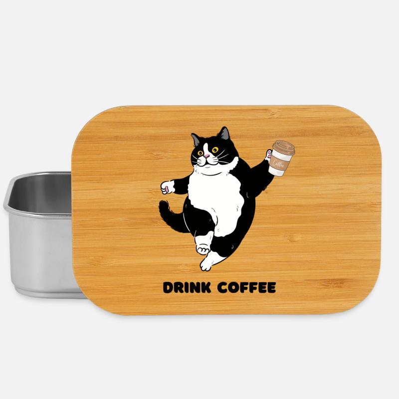 Conception fantaisiste de danse du café de chat - Boîte à goûter - argent