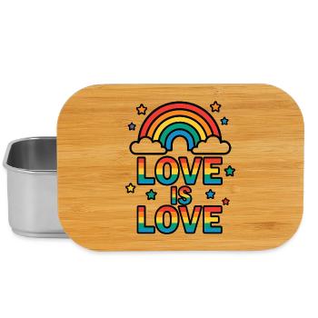 Bunter Regenbogen mit Liebesbotschaft - Lunch Box - Silber - Vorne