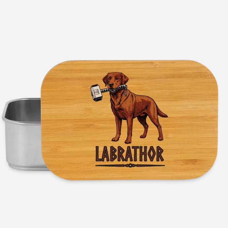 Labrador Hund mit Hammer Grafik - Labrathor - Lunch Box - Silber