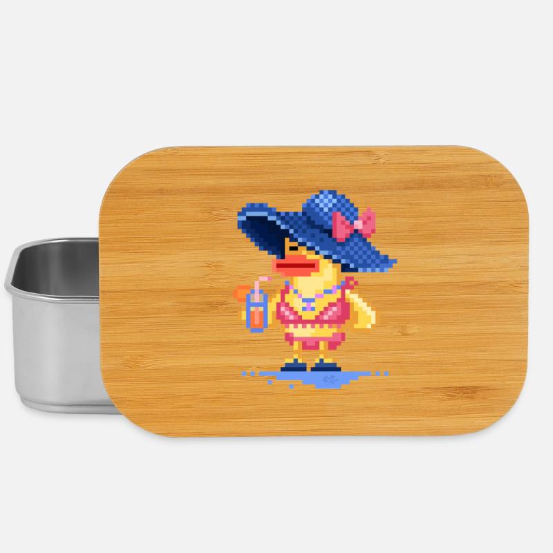 Pixel art Canard sur la plage en maillot de bain - Boîte à goûter - argent