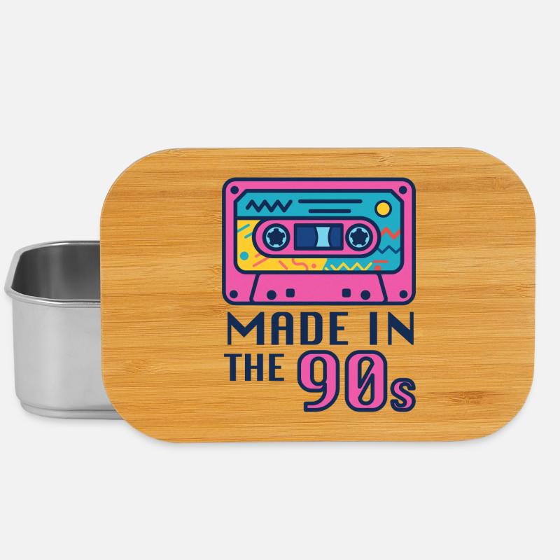 Neon 90s Cassette Design - Lunch Box - silver