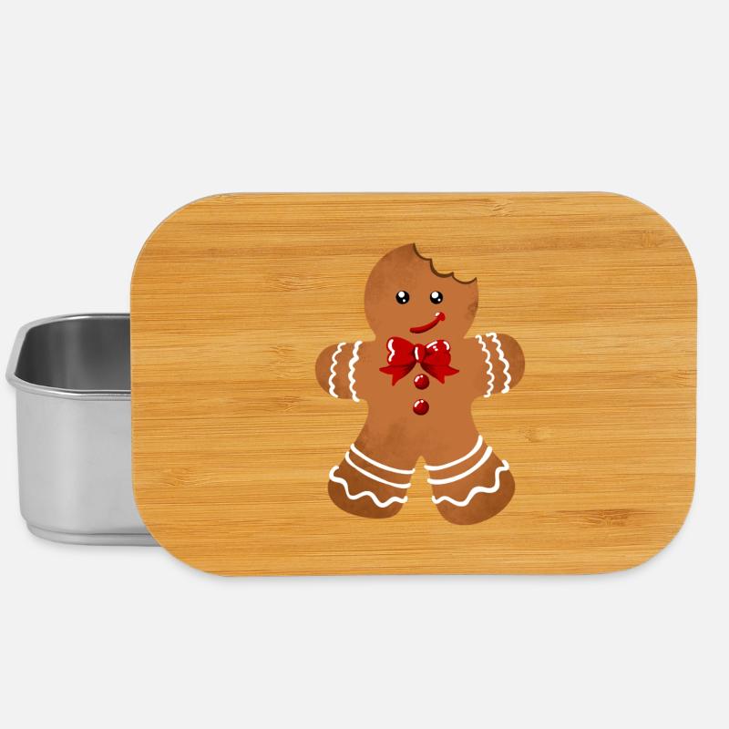 Sugar Gloss Gingerbread Man with Bow - Lunch Box - silver