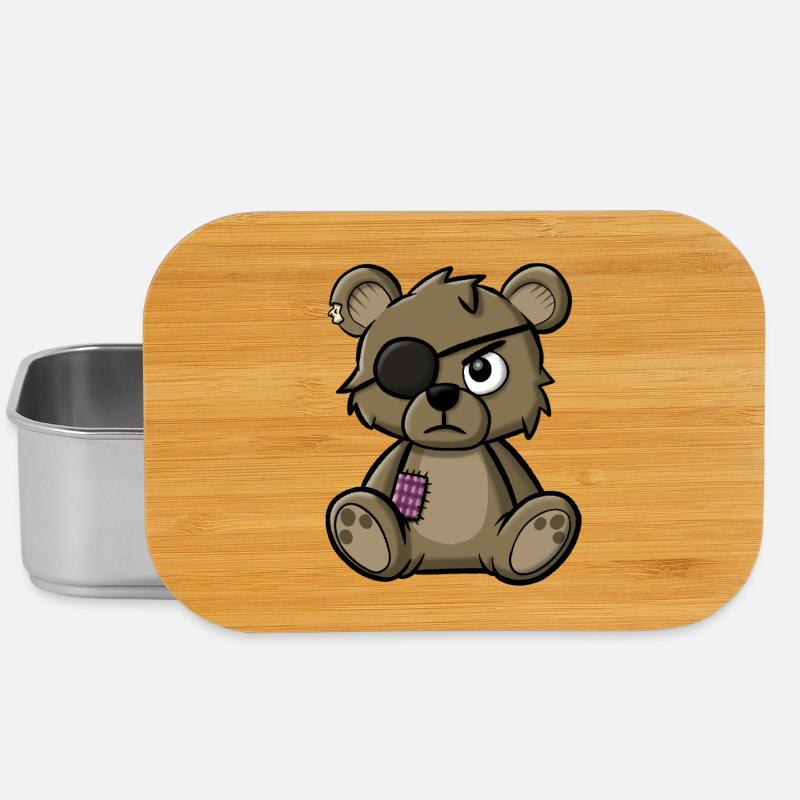 Teddy bear with eye patch - Lunch Box - silver