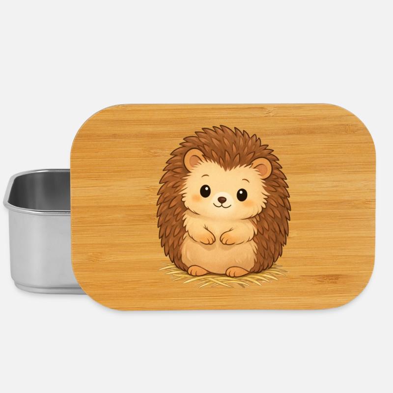 Kuscheliger Igel auf Heu - Lunch Box - Silber