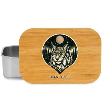 Silent Focus - Lynx dans le style de la gravure sur bois - Boîte à goûter - argent - Devant