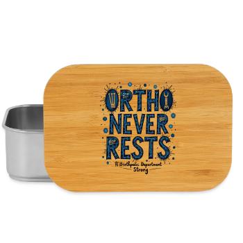 Ortho Never Restless: Blue Bacteria Typography - Lunch Box - silver - Front