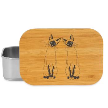 Royal Siamese - Minimalist Fine Line Art - Lunch Box - Silber - Vorne