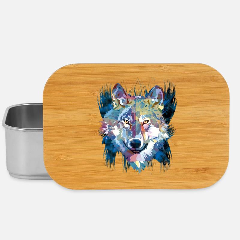 Polygon Wolf - Schöner grauer Wolf in Blau - Lunch Box - Silber