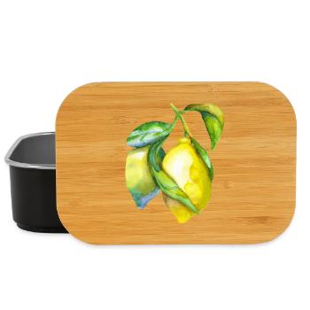 Fresh Lemon Watercolor - Lunch Box - black - Front