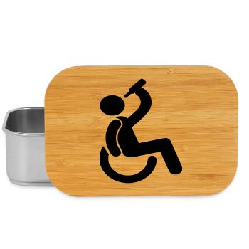 Drinking wheelchair user Humor symbol # - Lunch Box - silver - Front