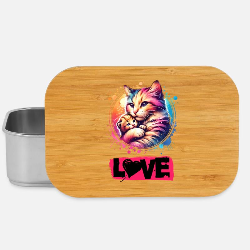 Beau chat avec un chaton - les chats sont amour. - Boîte à goûter - argent